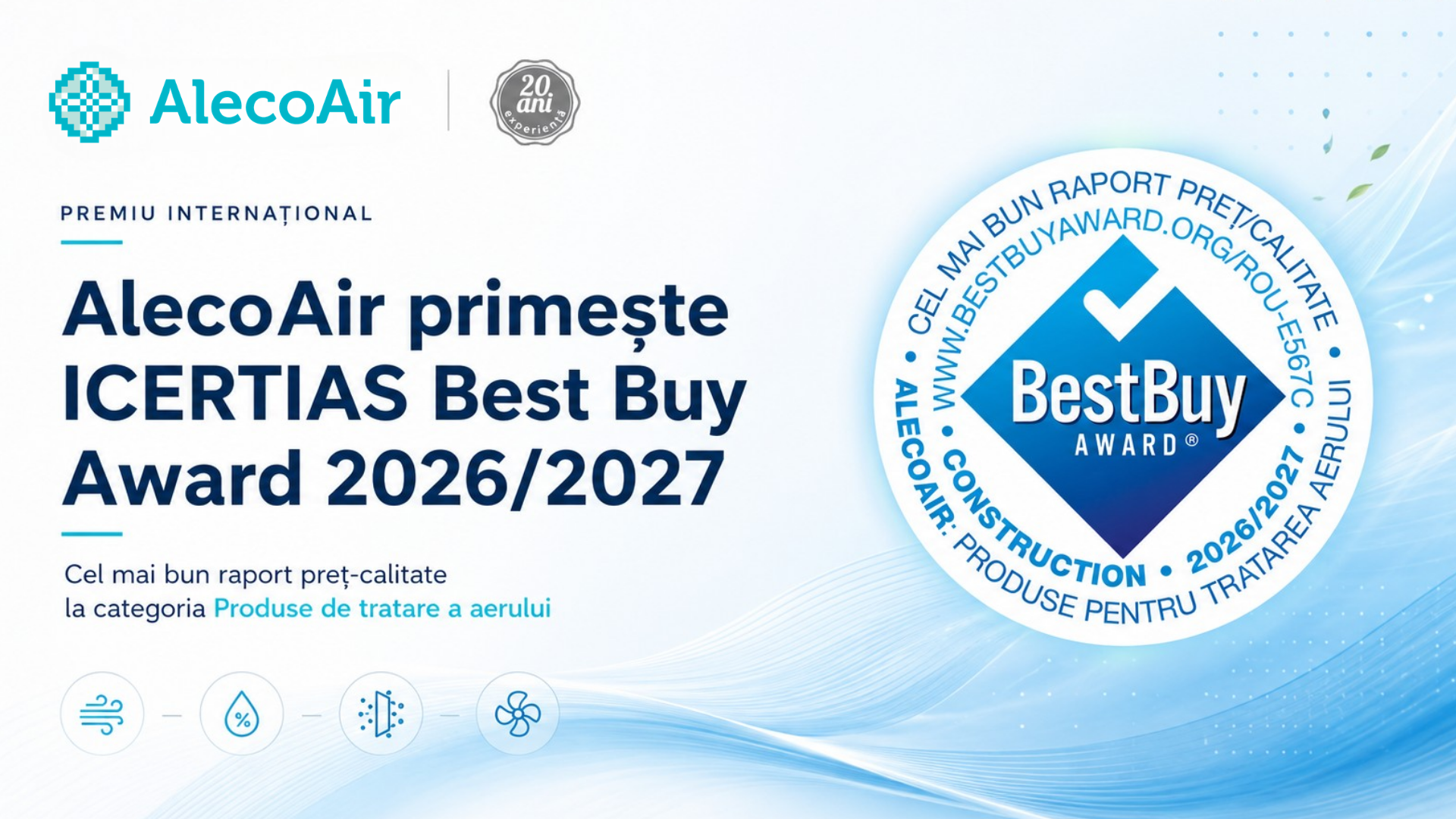AlecoAir primește Best Buy Award 2026/2027 din partea  ICERTIAS pentru cel mai bun raport preț-calitate