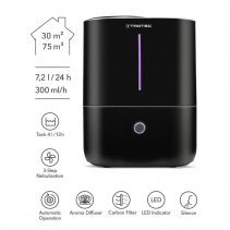Resigilat - Umidificator cu ultrasunete TROTEC B2E, Difuzor aroma, Pentru 30 mp, Indicator umiditate LED, Filtru carbon activ