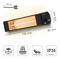 Radiator infrarosu cu quartz IR2010, Putere incalzire pana la 2000W, Protectie IP65, Eficient energetic