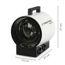 Aeroterma electrica TDS 20 R, Putere incalzire pana la 3000W, Debit de aer 411 m3/h, Protectie IP44