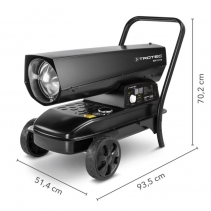 Aeroterma pe combustibil lichid cu ardere directa Trotec IDX 31 D, Debit de aer 750 m3/h, Capacitate rezervor 38l