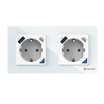 Priza dubla de perete cu WiFi AlecoAir G60 White, Control vocal asistenti digitali, Telecomanda, USB-A, USB-C, Programare