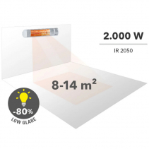 Radiator cu infrarosu IR 2050, Telecomanda, Putere 2000W, 3 Trepte de incalzire, Montabil pe perete, Protectie IP65