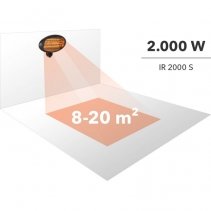 Radiator infraroşu cu tuburi de quartz Trotec IR 2000 S, Putere maxima pana la 2000W, 3 elemente de incalzire, Protectie IP34